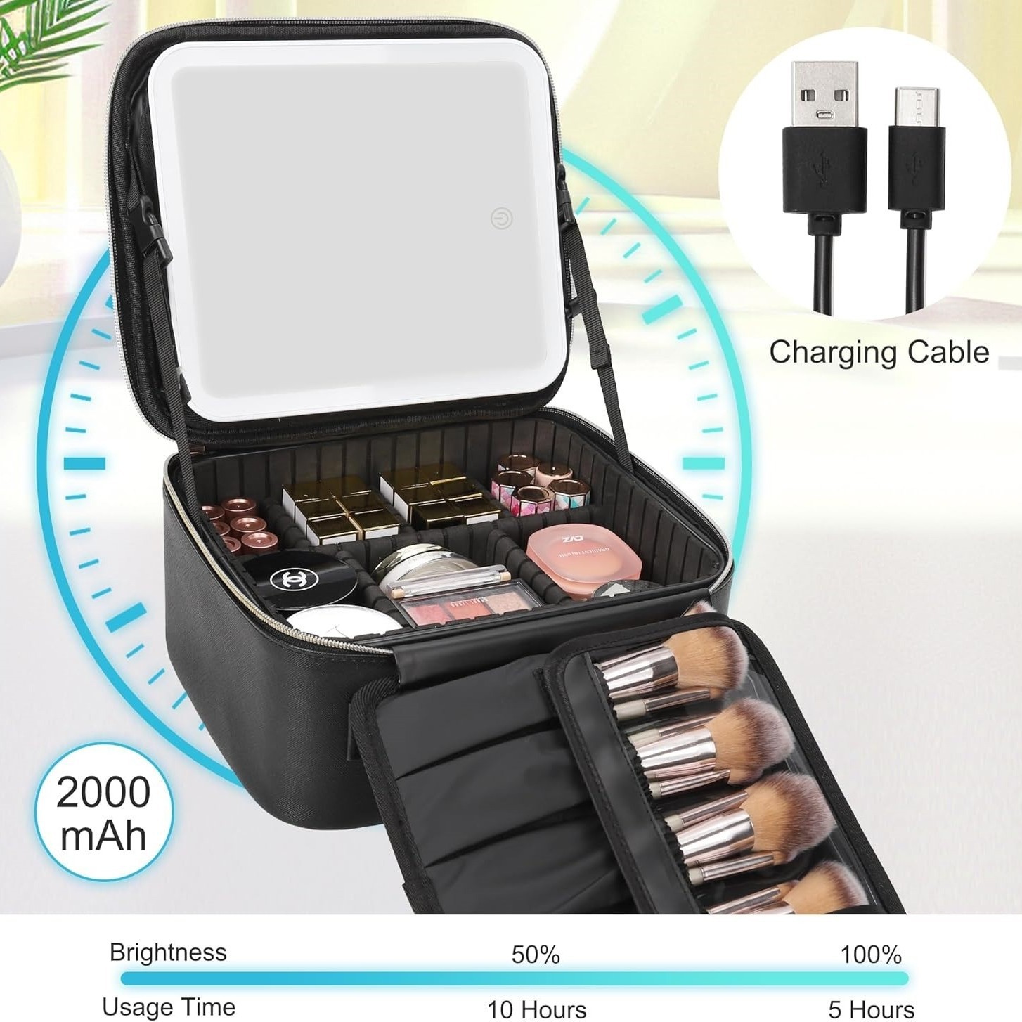 Amazon bolsas de maquillaje de alta capacidad de maquillaje portátil de alta belleza bolsas de maquillaje de viaje portátiles