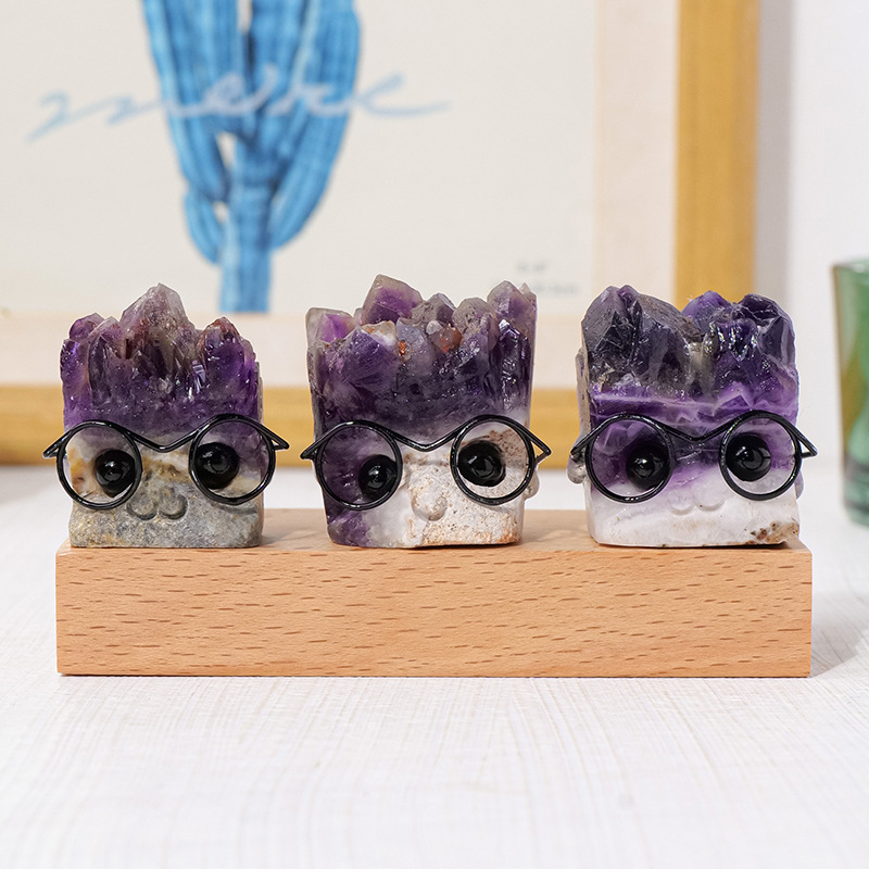 Crystal natural transfronterizo pequeño erizo adornos de escritorio para el hogar para jugar con gafas para la decoración creativa del erizo mayorista