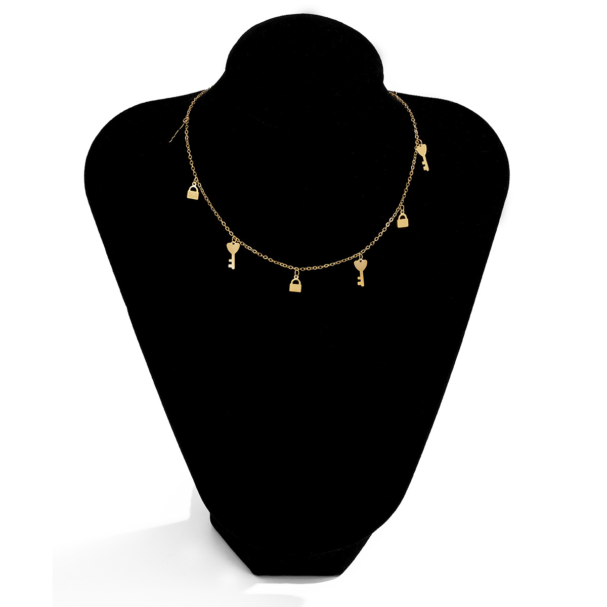 Simple ethnic style geometric lock singlelayer necklacepicture5