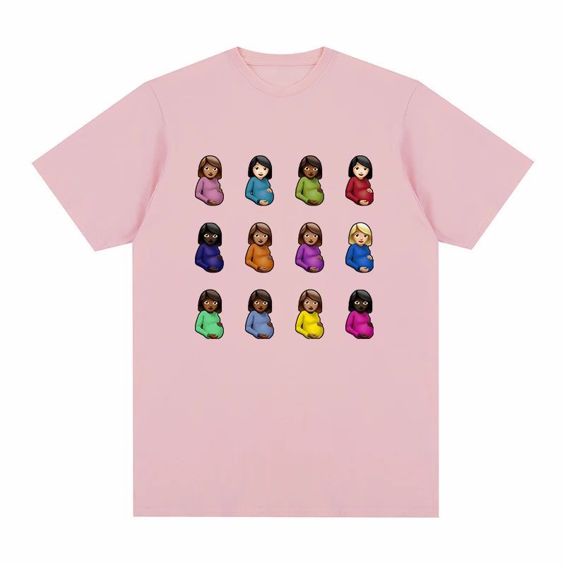 Cute Pregnant Women Printed Figure European and American Style Funny Fun Cotton T-shirt Men's and Women's Cross-border Top