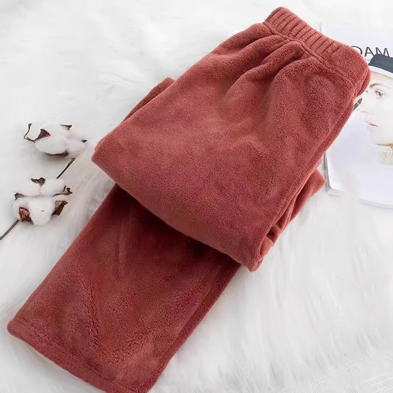Big Sale Special Price Warm Pants Straight Coral Velvet Women's Pants Home Warm Casual Pants Autumn and Winter Lazy Outer Wear Pajamas