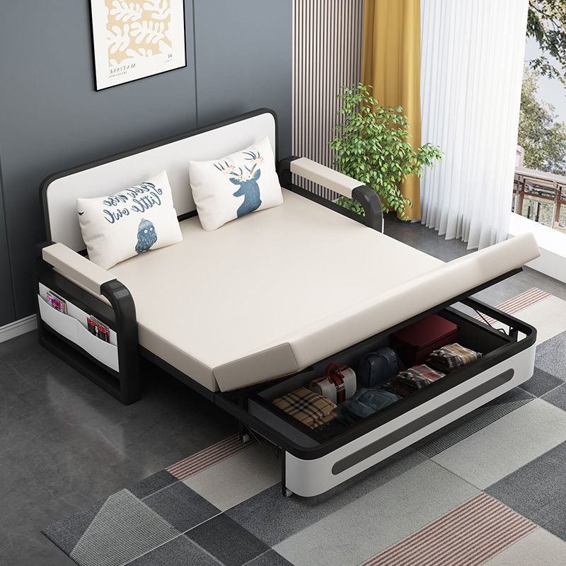 Cama retráctil plegable de doble propósito pequeña sala de estar sofá plegable multifuncional dormitorio sin lavar tecnología sofá cama de tela