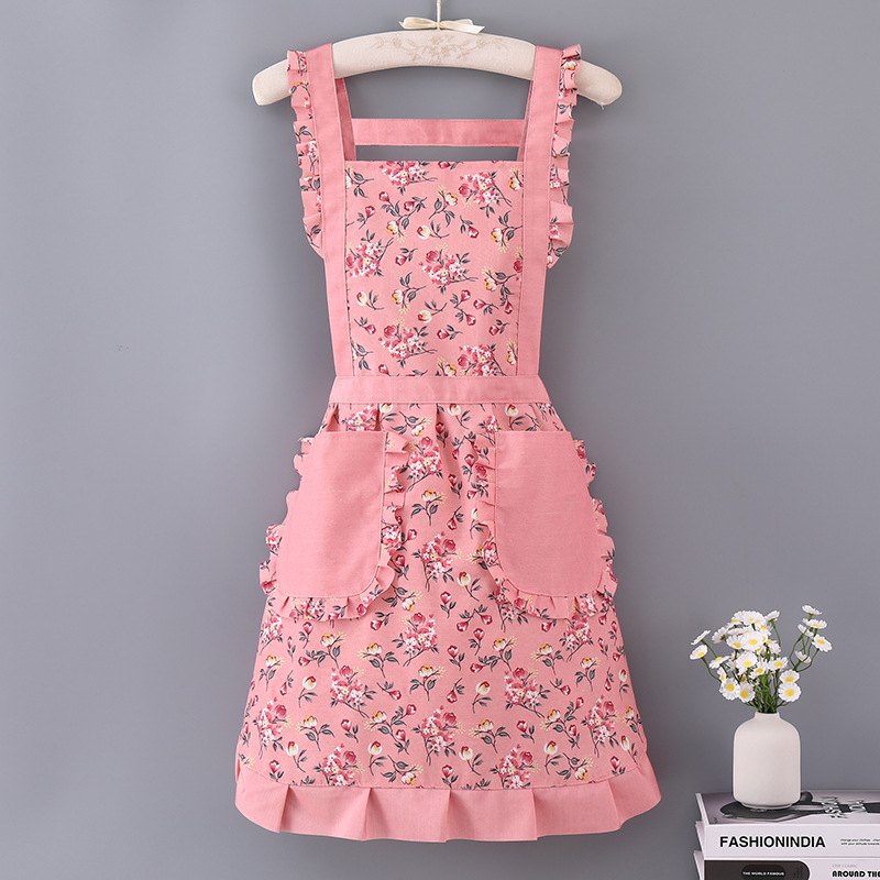 꽃 캔버스 공주 원피스-스트랩-핑크