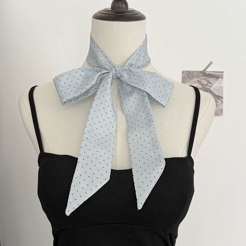 Bufanda de seda larga francesa de lunares, sensación de alta calidad, bufanda decorativa de primavera y verano, bolsa de cintura, cinta para el cabello, cinta para el cabello, cinta para el cabello
