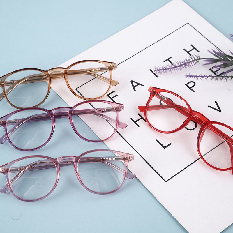 批发防蓝光眼镜大框拼色光学眼镜跨境欧美风金属弹簧腿TR90平光镜