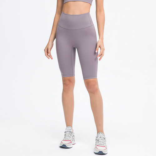Spring and summer new style T-line double-sided brushed yoga mid-length pants, high-waisted elastic slim-fitting outdoor sports pants for women