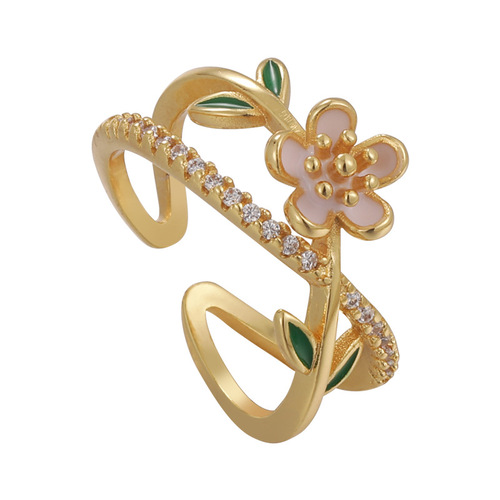 Cross-border personalized fashion ring retro niche cat eye rhinestone bow flower geometric open ring hand ornaments