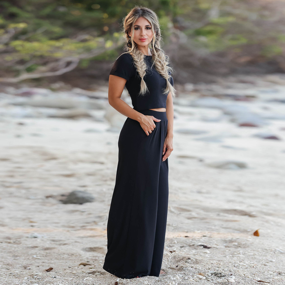 GraceChic GraceChic GraceChic Mode Décontractée Printemps Été 2025 Nouvel ensemble deux pièces T-shirt à manches courtes + pantalon long Exportation Grandes Tailles Vêtements pour femmes_voghion.com