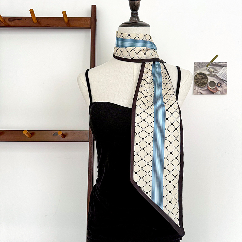 Bufanda de seda, atmósfera coreana, nuevo temperamento, cinta de esquina afilada de moda, cinturón de seda de imitación, bufanda con cuello