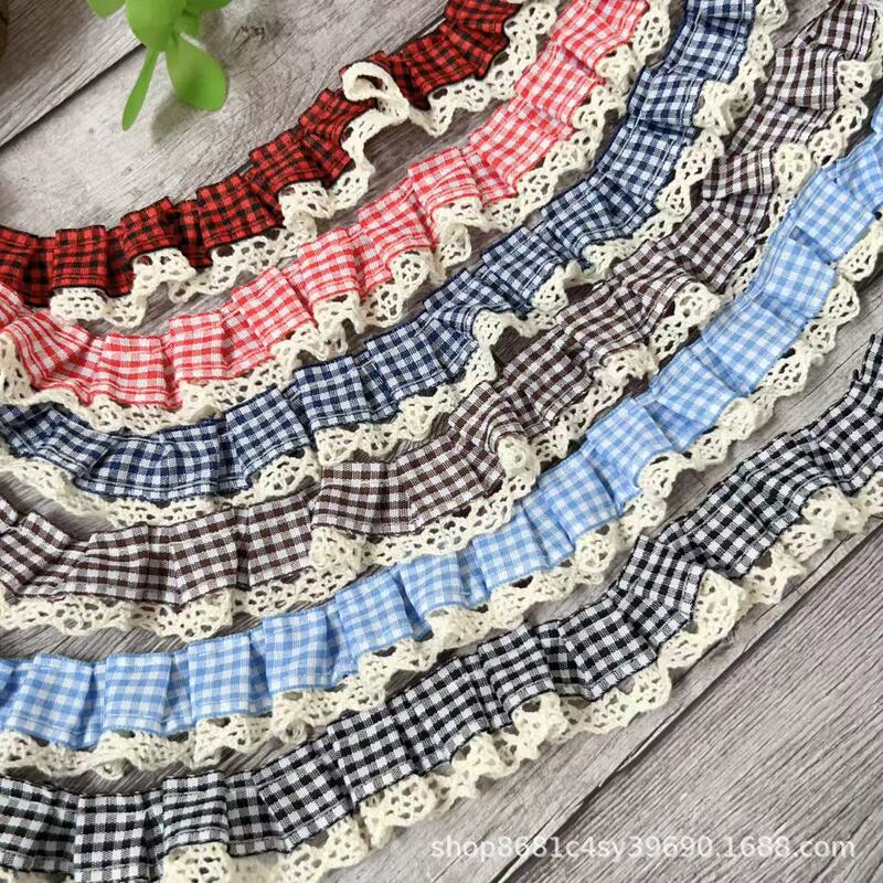 In-Stock 3cm Versatile Plaid Cotton Lace Trim Accessories for Clothing, DIY Materials, Pleated Fan Decorations In-Stock 3cm Versatile Plaid Cotton Lace Trim Accessories for Clothing, DIY Materials, Pleated Fan Decorations