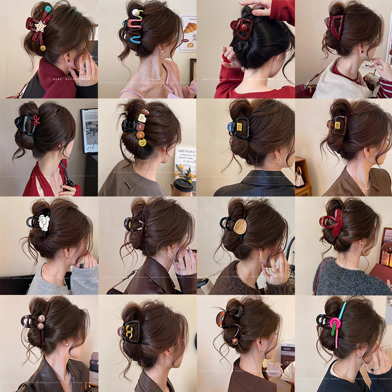French Rhinestone Texture Hairpin, Versatile High Ponytail, Sweet Grabber Shark Clip, Student Party Small High-End Hairpin