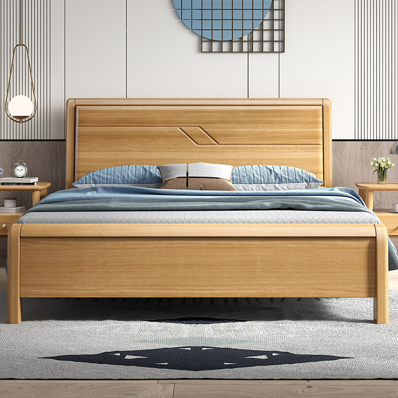 進口櫸木實木床工廠直銷1.8米雙人床現代簡約1.5米主臥原木大床
