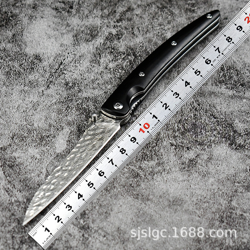 外贸热销高硬度大马士革户外折叠刀野营烧烤随身便携户外刀水果刀