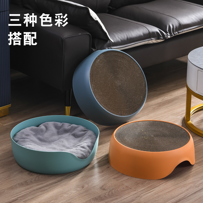 Nuevo tablero de agarre de gato redondo nido de gato garra de doble uso papel corrugado resistente al desgaste tablero de agarre de gato redondo suministros de gato al por mayor