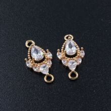 DIY微镶饰品配件水滴双圈锆石吊坠流苏连接件古风耳环材料