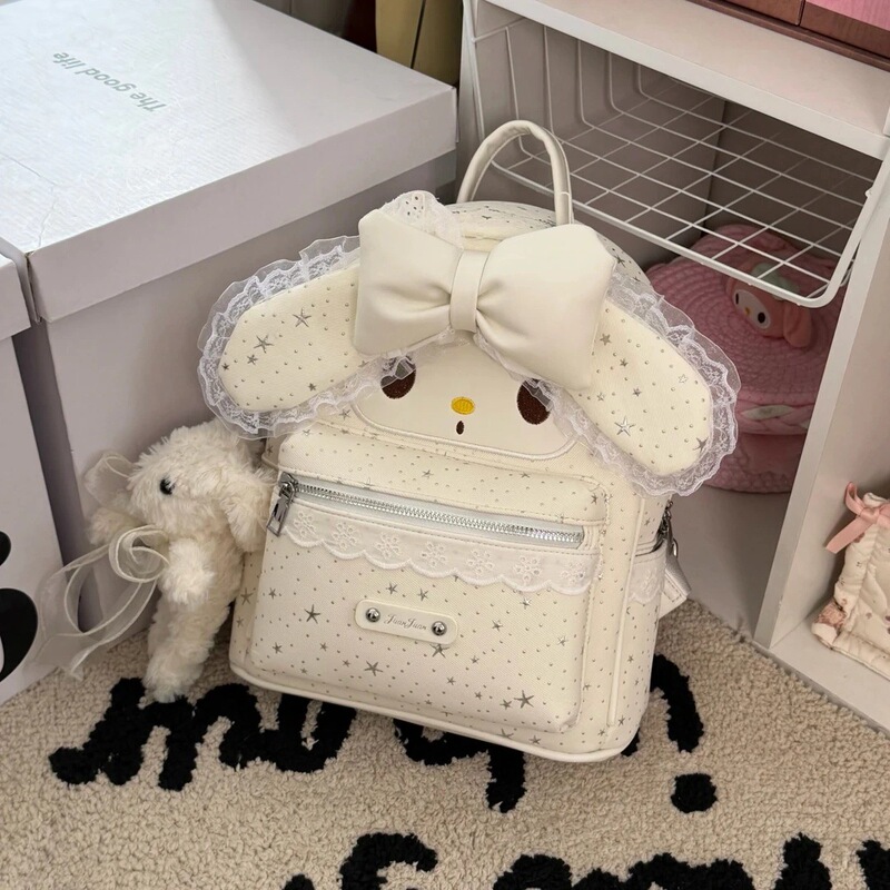 Cute cartoon My Melody girl's backpack, 2026 new style, sweet lace bow, large capacity Cute cartoon My Melody girl's backpack, 2026 new style, sweet lace bow, large capacity