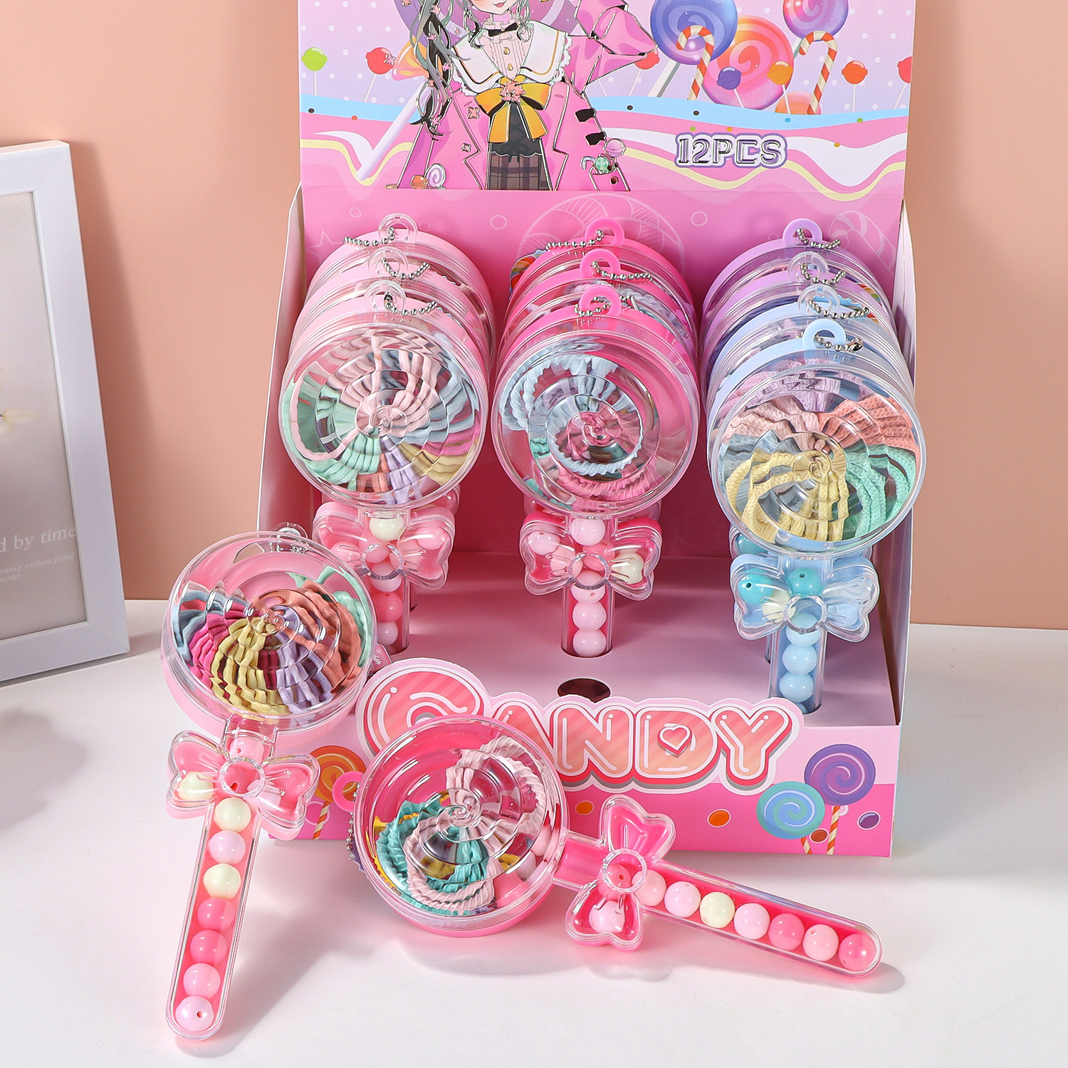 Inventario transfronterizo redondo de hadas palo diy regalo de cuentas hechas a mano para niñas cabello de cabello conjunto de joyas para niños
