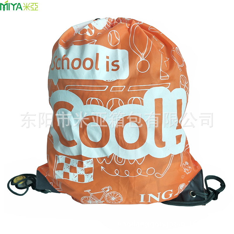 厂家供应满版印刷涤纶抽绳袋小收纳袋双肩束口袋