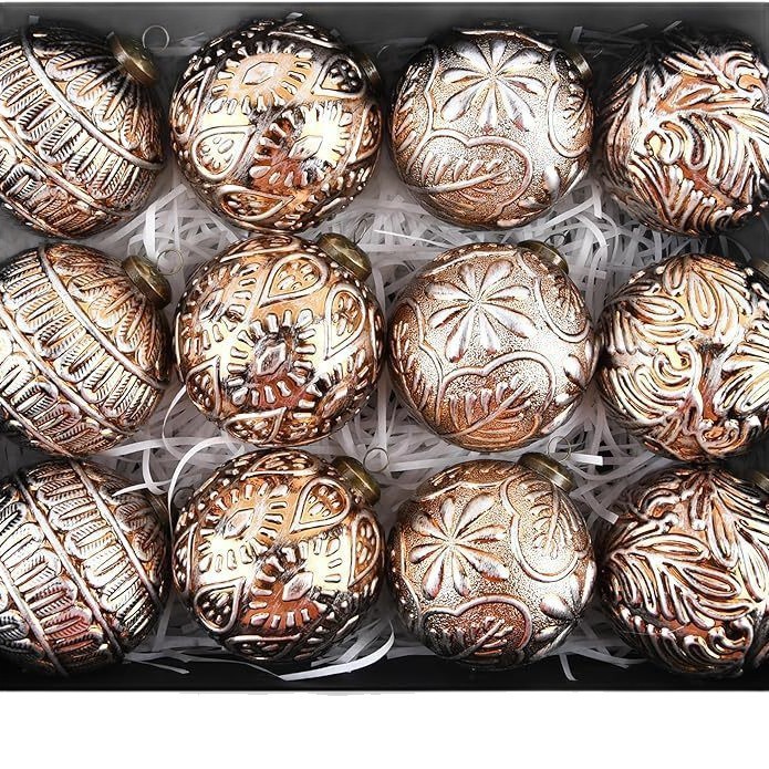 8CM/12PCS Vintage Bola de Navidad Juego Decoraciones Navidad Interior Festival Árbol de Navidad Decoraciones Colgante Bola