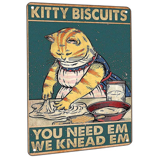 Cute cat baking decorative painting, family kitchen fun must, classic retro design gift