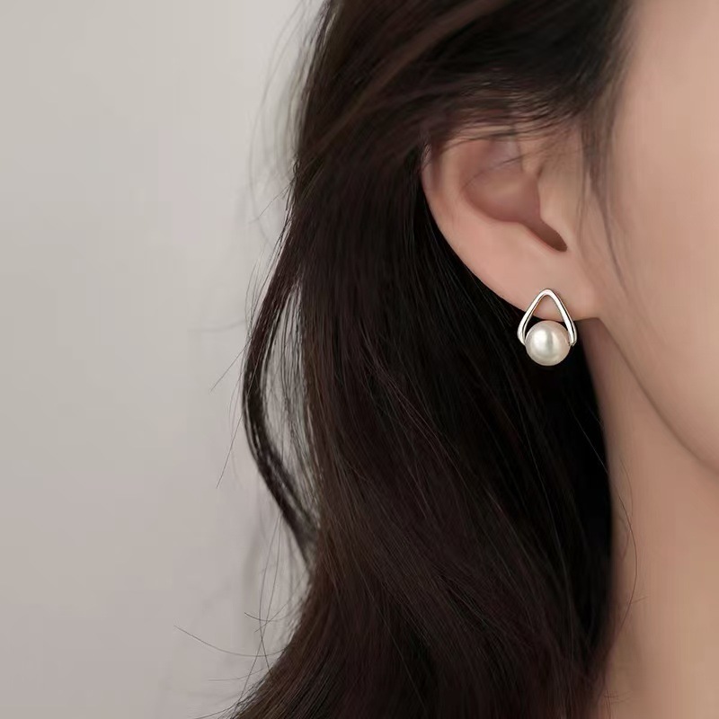 925 スターリングシルバー針パールイヤリングライト高級ハイエンド新 2025 人気のニッチイヤリング女性のイヤリング|undefined