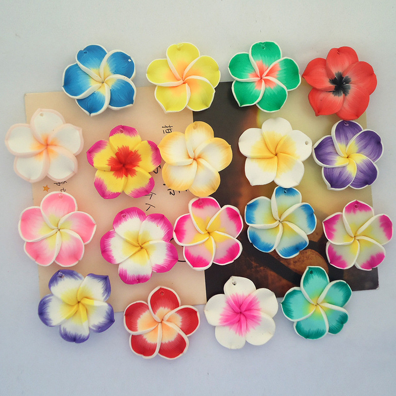 30mm Soft Pottery Flower Frangipani Wholesale Handmade DIY Seaside Beach Vacation Earrings Necklace Jewelry Production Materials