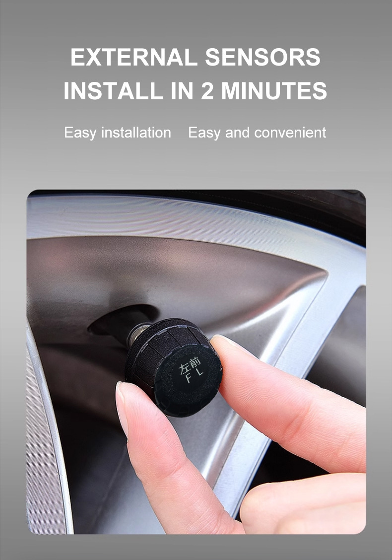Cross-Border T14 Time and Temperature Display Large Screen Tire Pressure Monitor Built-In External Car Universal Wireless Solar