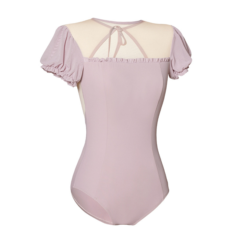 Ropa de baile, ropa de entrenamiento de ballet para mujer, pantalones cortos de manga abullonada de mariposa para adultos de verano, traje de una pieza de ritmo