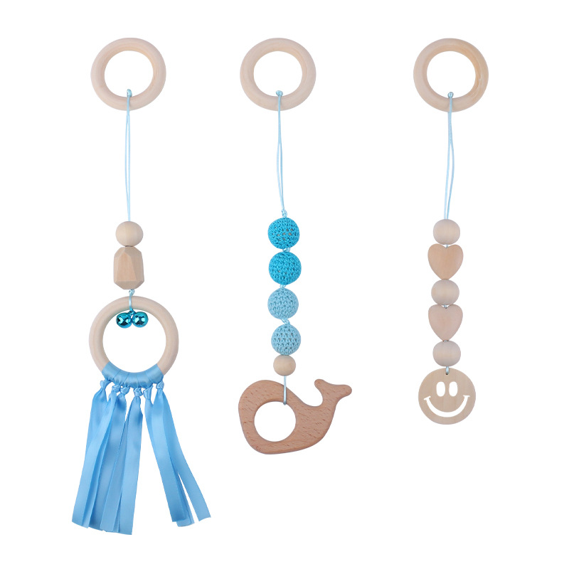 Nuevo bebé suministros de dibujos animados animal haya mordedor calmante bebé juguete pequeña campana fitness rack traje