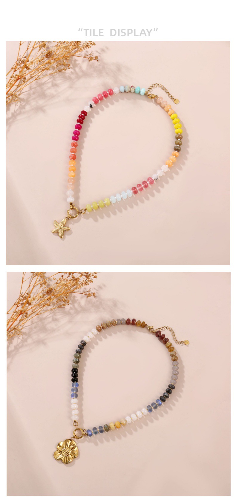 Geometric Heart Shape Elegant 304 Stainless Steel Natural Stone Necklace Wholesale display picture 1