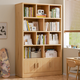 Children's solid wood bookshelf floor shelf multi-layer living room wall cabinet locker student storage home bookcase