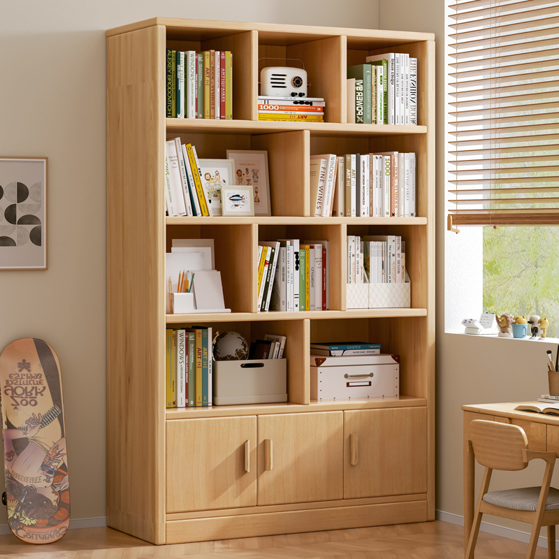 Estantería de madera maciza para niños estantería de piso multi-capa sala de estar armario de almacenamiento para estudiantes estantería para el hogar