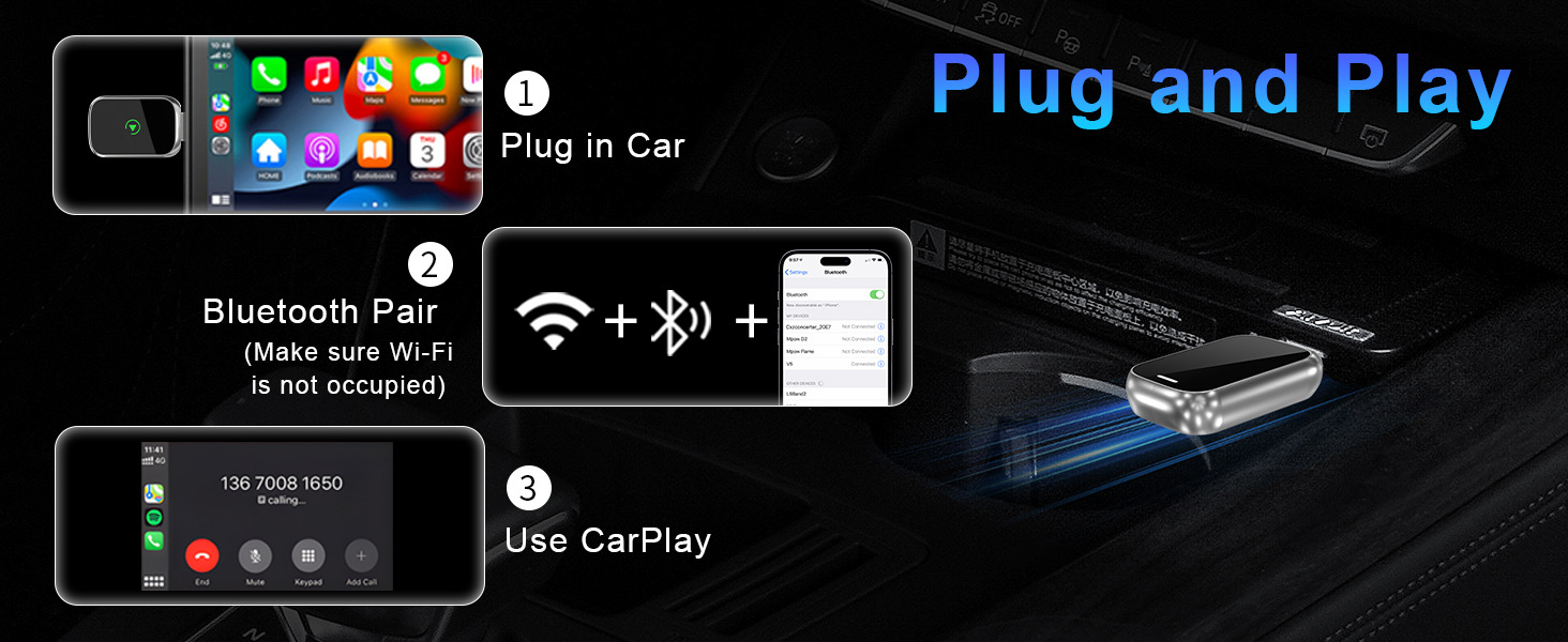 Cross-Border New Auto Box USB Wireless Carplay Smart Car Suitable for iPhone Android Android Car