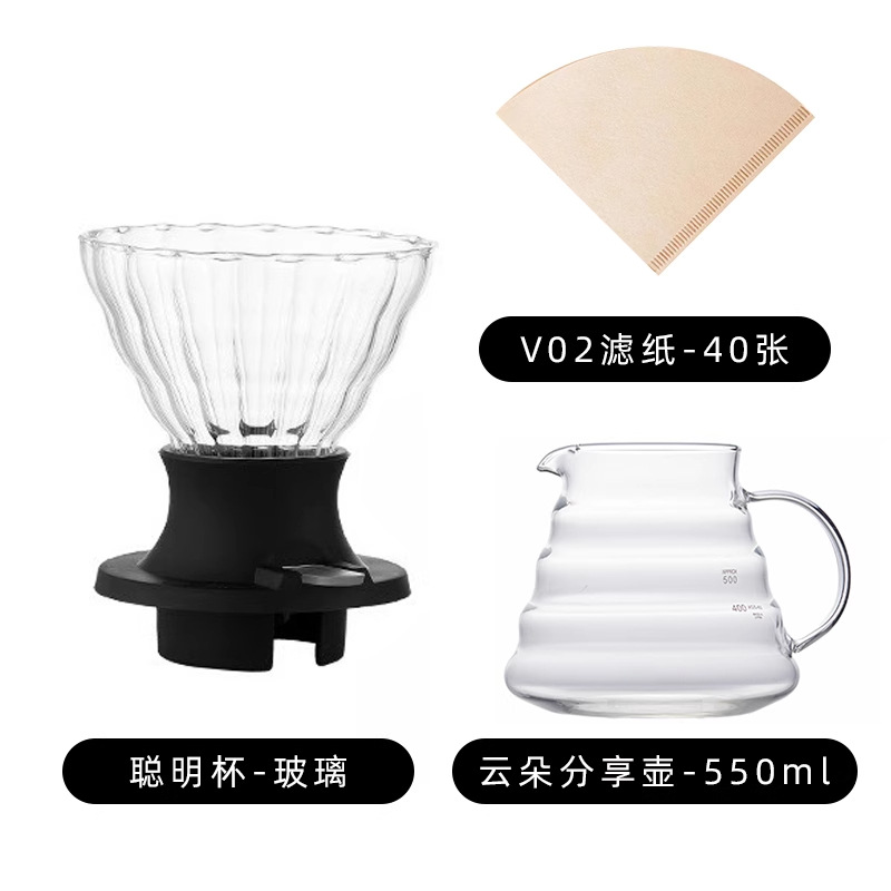 White smart cup + sharing pot 550ml + V02 filter paper