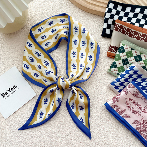 New style small long silk scarf for women in spring, autumn and winter, fashionable matching shirt, suit, narrow hairband, streamer, tied bag