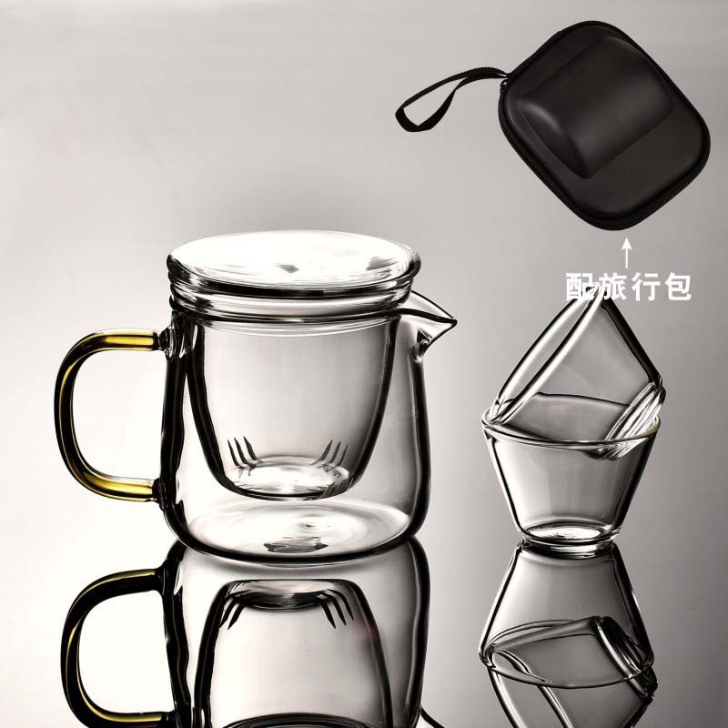 1つのポット2杯のガラス旅行茶器セット携帯バッグ|undefined