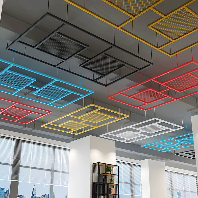 Ресторан-бар Потолок железный экран промышленный ветер деревянный бар ретро потолочная стена сетка выставочный зал декоративные полые