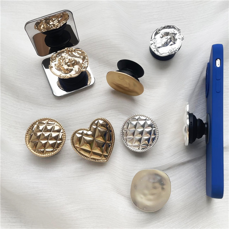 Metal electrochapado plata DIY teléfono móvil airbag soporte creativo perezoso escritorio soporte teléfono móvil anillo hebilla moda coreana