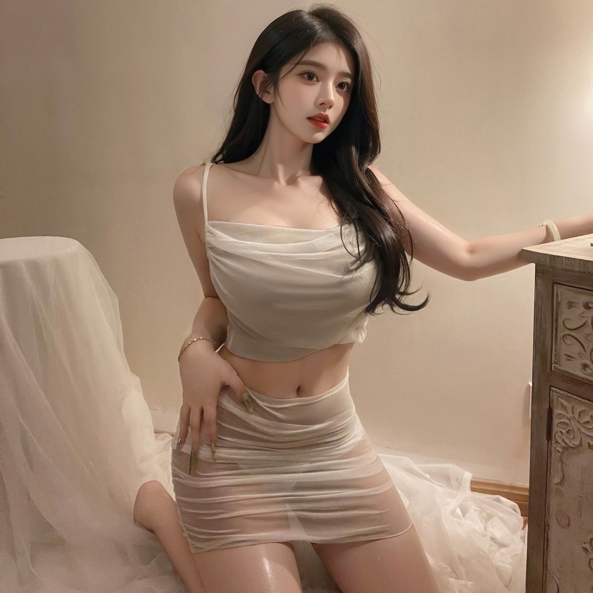 柠檬物语情趣内衣网纱紧身包臀透视诱惑可爱纯欲性感约会套装8810