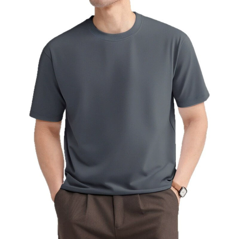 Мужская одежда для папы среднего и пожилого возраста, 100 шт., хлопок Пима, прохладный и удобный мерсеризованный летний однотонный круглый вырез, простые короткие рукава