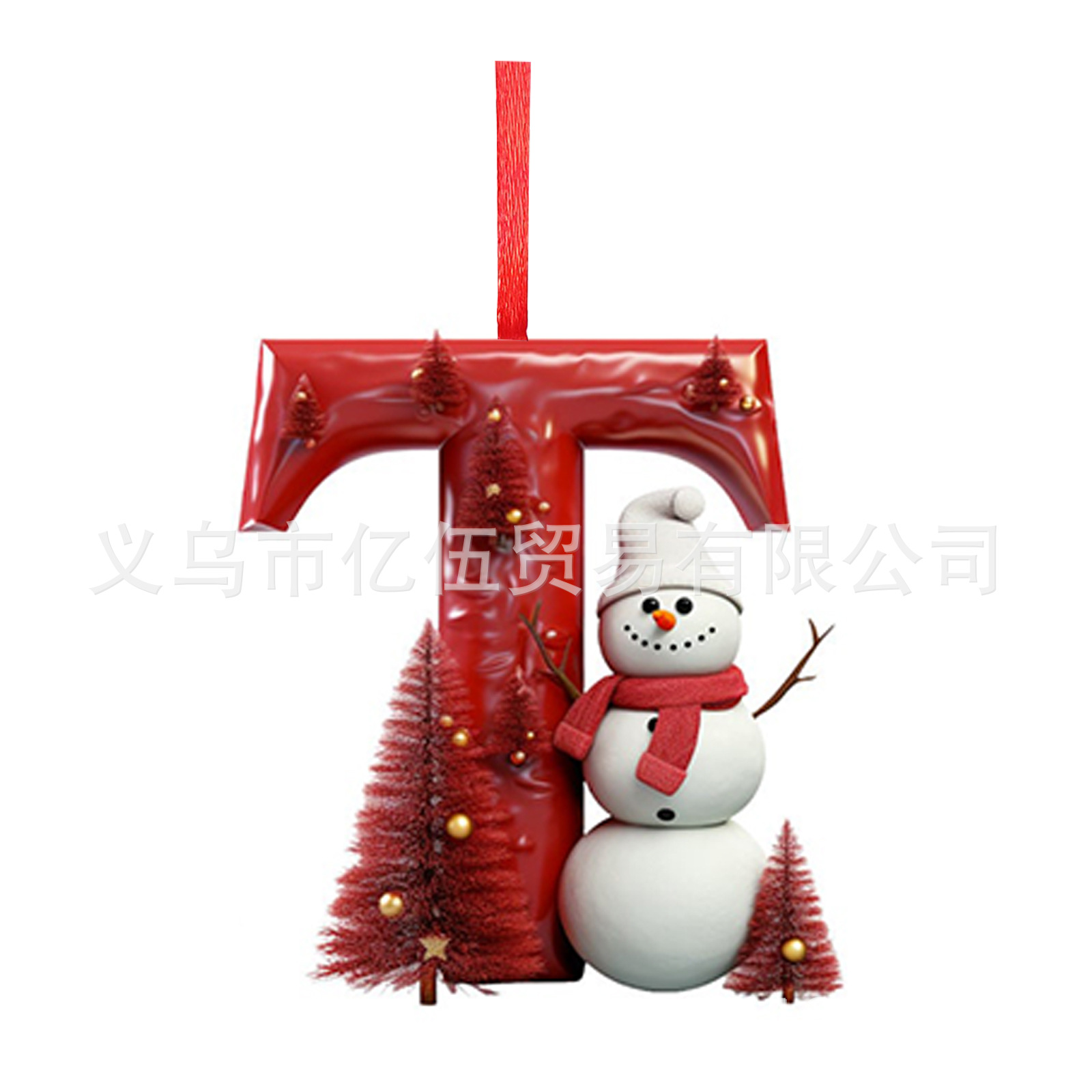 Nuevos productos transfronterizos 26 letras muñeco de nieve bebé colgante de Navidad acrílico plano árbol de Navidad decoración para el hogar colgante image 25