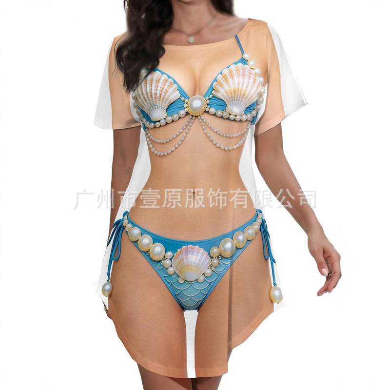 European and American Cross-Border 2026 Amazon Summer New Shell Print Sexy Bikini Dress Beach Cover-Up for Women European and American Cross-Border 2026 Amazon Summer New Shell Print Sexy Bikini Dress Beach Cover-Up for Women