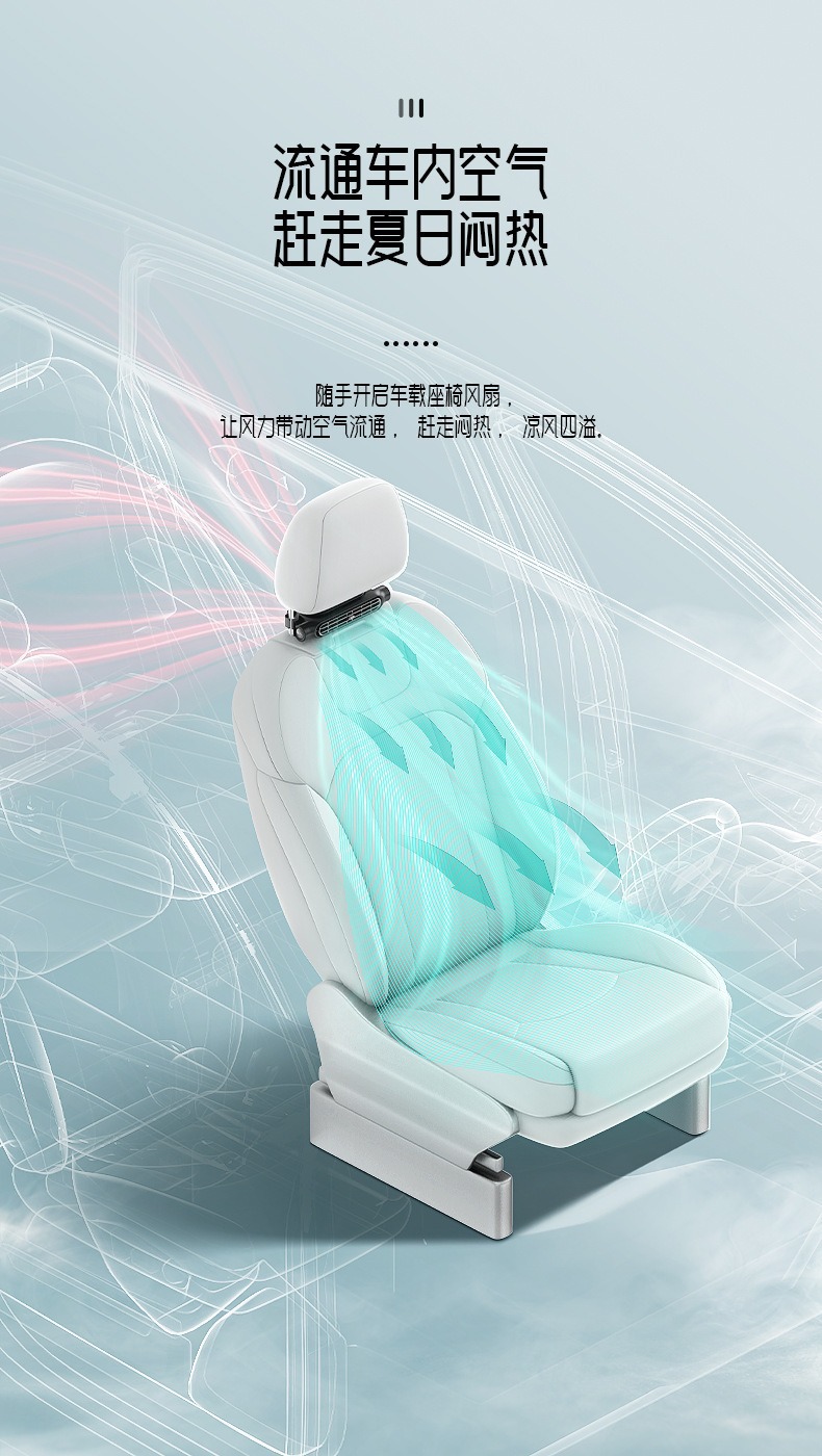 New Model Car Seat Fan, Cooling Car Fan, Turbo Plug-In High-Power Dual-Use Car Electric Fan
