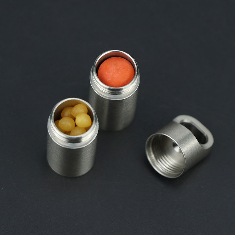 Mini caja de Medicina de metal de acero inoxidable botella de medicina portátil a prueba de humedad sellado impermeable almacén viaje sub-embalaje pequeña botella de medicina