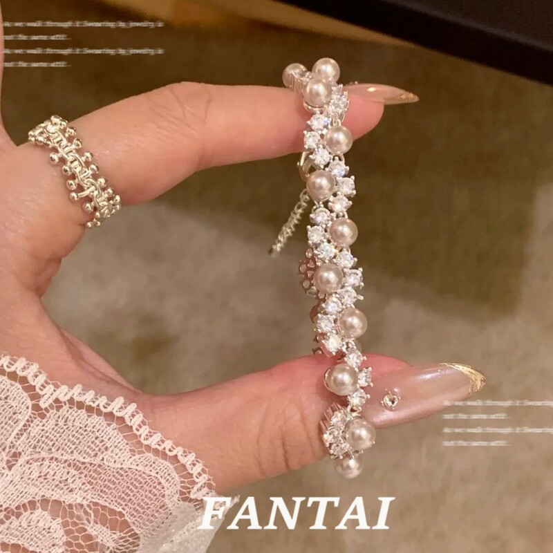 Manta Rose Pearl Zircon Woven Bracelet Gentle and Elegant Commuting Niche Bracelet Light Luxury High-End Women's Jewelry