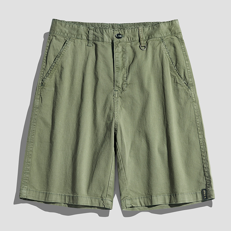 Hong Kong-style Loose Straight Pants Summer Simple Casual Men's Mid-length Pants Solid Color Micro-elastic Shorts Trendy 16401