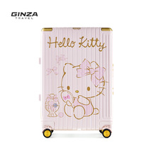 银座xHelloKitty正版联名旅行箱女拉杆水晶粉20寸可登机行李箱