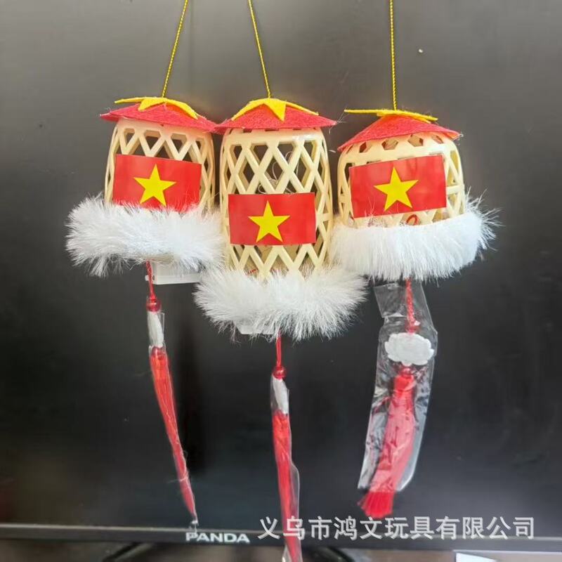 竹编发光五星灯笼夜市摆地摊发光古风小商品灯笼爆款手工编织花灯|undefined