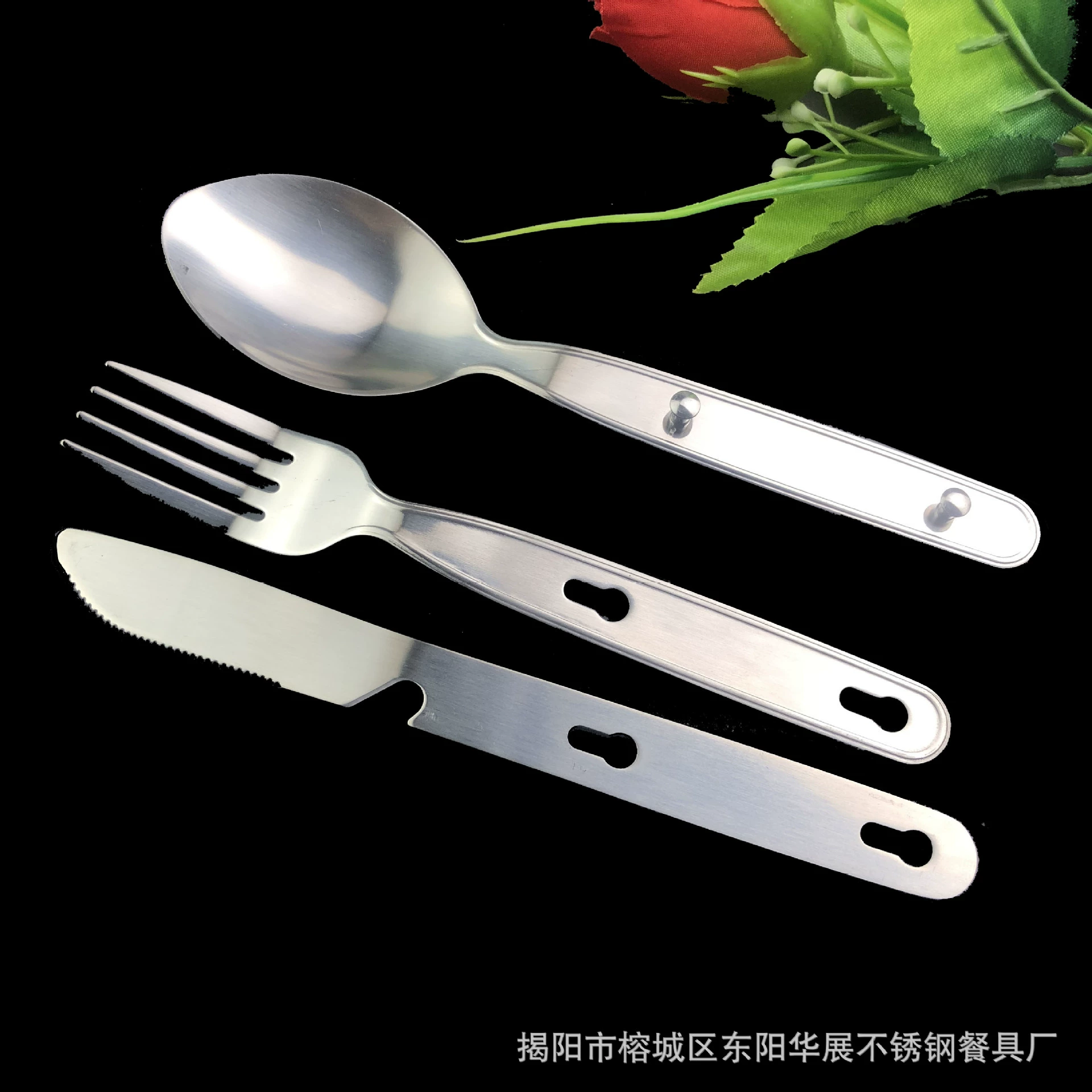 Tableware stainless steel for camping, wholesale, three in one