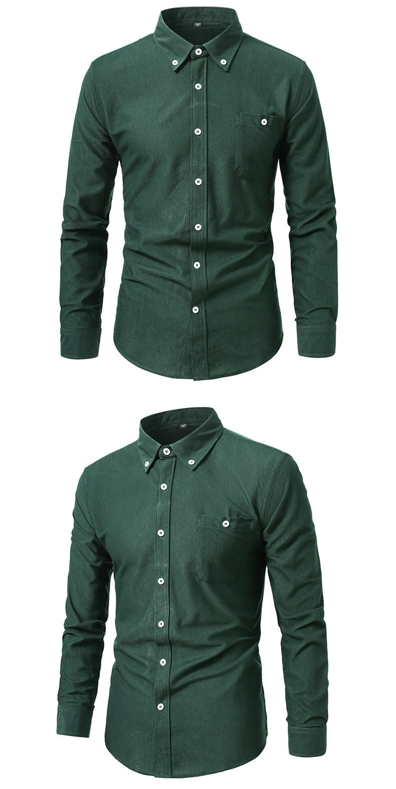 Men's Solid Color Corduroy Long-sleeve Shirt Jacket With Pockets_voghion.com